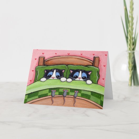 Bed Mice Do Exist - het Wenskaart van de Kat Kaart (Voorkant)