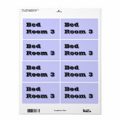 Bed Room 3 Moving Labels in Extra lichtblauw (Full Sheet)