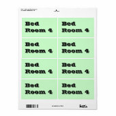 Bed Room 4 Moving Labels in bleek groen (Full Sheet)