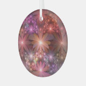 Bed van bloemen kleurrijke, dunne Abstracte fracta Glas Ornament (Voorkant links)