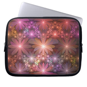 Bed van bloemen kleurrijke, dunne Abstracte fracta Laptop Sleeve