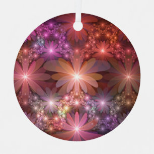 Bed van bloemen kleurrijke, dunne Abstracte fracta Metalen Ornament