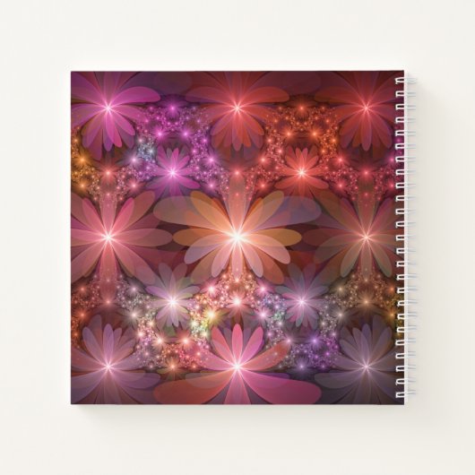 Bed van bloemen kleurrijke, dunne Abstracte fracta Notitieboek (Achterkant)