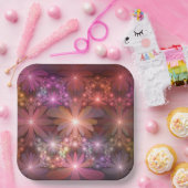 Bed van bloemen kleurrijke, dunne Abstracte fracta Papieren Bordje (Feest)