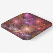 Bed van bloemen kleurrijke, dunne Abstracte fracta Papieren Bordje (Gebogen)