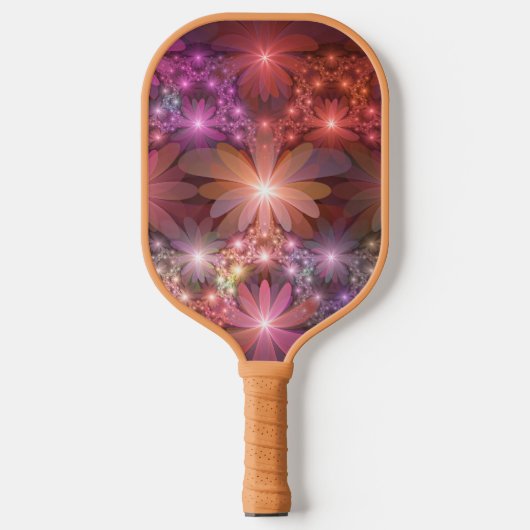 Bed van bloemen kleurrijke, dunne Abstracte fracta Pickleball Paddle (Voorkant)