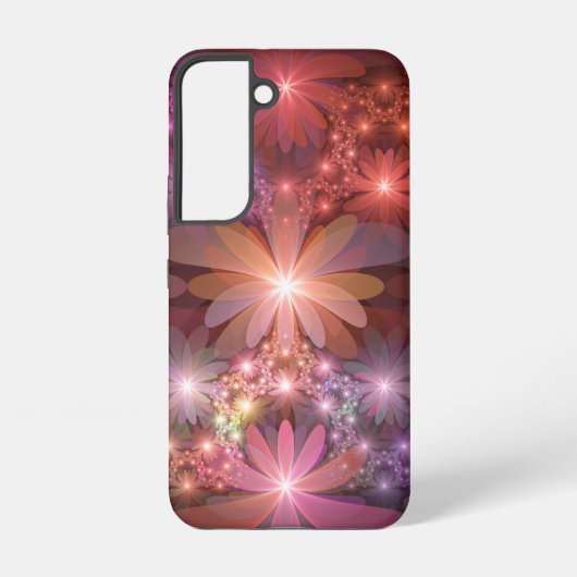 Bed van bloemen kleurrijke, dunne Abstracte fracta Samsung Galaxy Hoesje (Achterkant)
