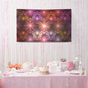 Bed van bloemen kleurrijke, dunne Abstracte fracta Spandoek