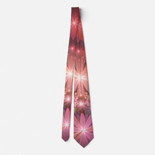 Bed van bloemen kleurrijke, dunne Abstracte fracta Stropdas (Achterkant)