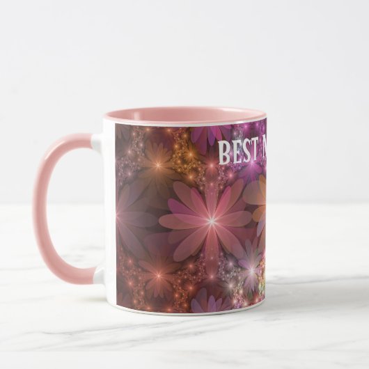 Bed van bloemen Zittig Abstract fractal Art Beste  Mok (Links)