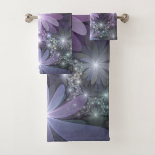 Bed van Flowers Trendy Shiny Abstract Fractal Art Bad Handdoek