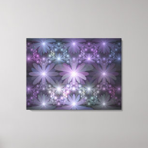 Bed van Flowers Trendy Shiny Abstract Fractal Art Canvas Afdruk