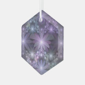 Bed van Flowers Trendy Shiny Abstract Fractal Art Glas Ornament (Voorkant links)