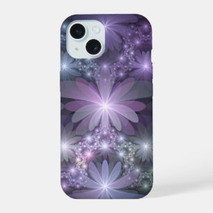 Bed van Flowers Trendy Shiny Abstract Fractal Art iPhone 15 Hoesje