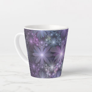 Bed van Flowers Trendy Shiny Abstract Fractal Art Latte Mok