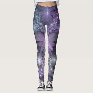 Bed van Flowers Trendy Shiny Abstract Fractal Art Leggings