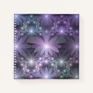 Bed van Flowers Trendy Shiny Abstract Fractal Art Notitieboek