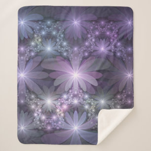 Bed van Flowers Trendy Shiny Abstract Fractal Art Sherpa Deken