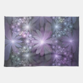 Bed van Flowers Trendy Shiny Abstract Fractal Art Theedoek (Horizontaal)