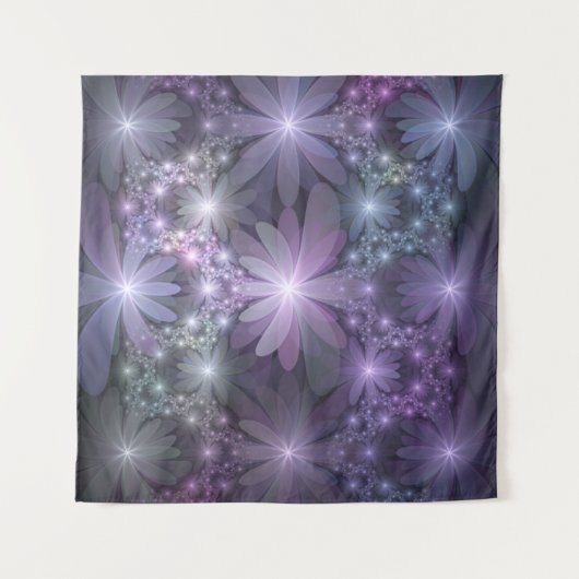 Bed van Flowers Trendy Shiny Abstract Fractal Art Wandkleed (Voorkant (horizontaal))