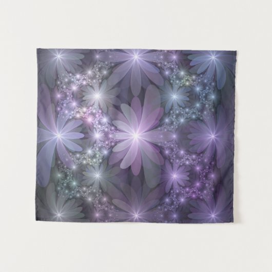 Bed van Flowers Trendy Shiny Abstract Fractal Art Wandkleed (Voorkant (horizontaal))
