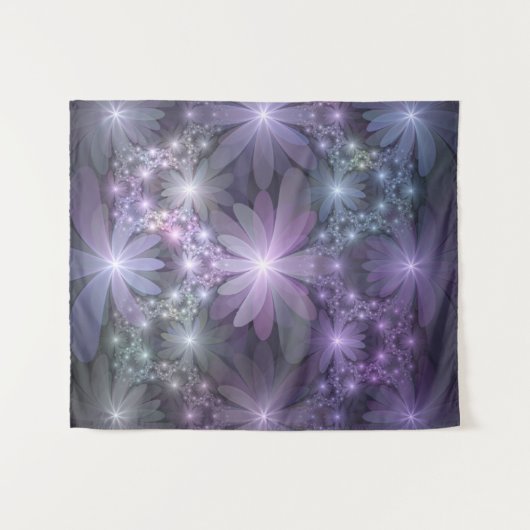 Bed van Flowers Trendy Shiny Abstract Fractal Art Wandkleed (Voorkant (horizontaal))