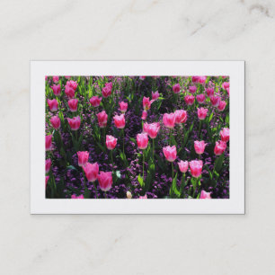 Bed van Roze Tulpen (Omrand) Visitekaartje