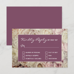 Bed van Rozen en Amaranth Pink RSVP-kaarten RSVP Kaartje