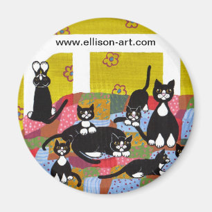 Bed vol met katten Magnet Magneet