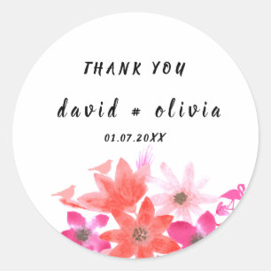 Bedank Sticker met Bloemendesign Klassiek Rond