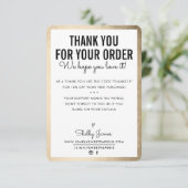 BEDANK U VOOR UW ORDERglazen gouden rand invoegen Bedankkaart (Staand voorkant)