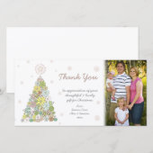 Bedankbloem Kerstboom Fotokaart Sjabloon (Voorkant / Achterkant)