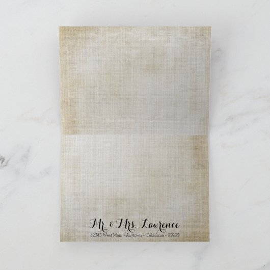 Bedankbriefje Roestig Kant met Antiek Oud Linnen Bedankkaart (Binnen)