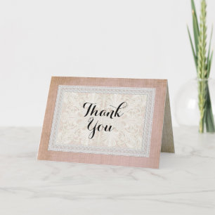 Bedankbriefje Rustic Lace met verouderd vintage li Bedankkaart
