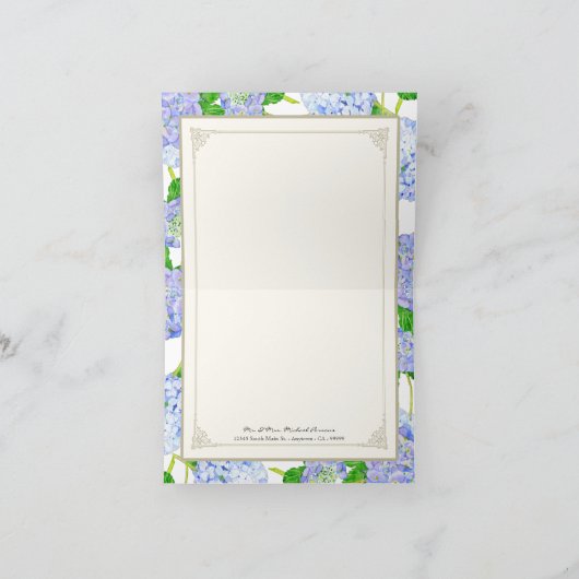Bedankbriefjes Blauwe Hortensia Kant Bloemig Forme Bedankkaart (Binnen)