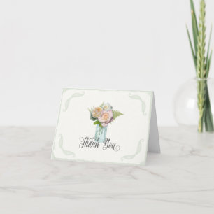 Bedankbriefjes Metselwerkpot Rustieke Bloemen Roze Bedankkaart