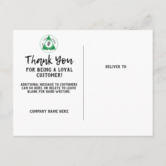 Bedankingskaart met bedrijfslogo briefkaart (Achterkant)