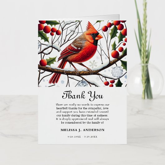 bedankjes na begrafenis - Kardinaal Begrafenis Folie Wenskaart (Voorkant)