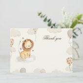 Bedankkaart blanco leeuw neutrale kleuren kaart (Staand voorkant)