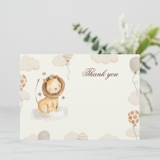 Bedankkaart blanco leeuw neutrale kleuren kaart (Staand voorkant)