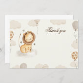 Bedankkaart blanco leeuw neutrale kleuren kaart (Voorkant / Achterkant)