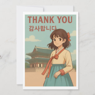 Bedankkaart - Koreaanse Hanbok Anime Meisje