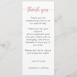 Bedankkaart, Ontvangstmenu Bedankt Menu