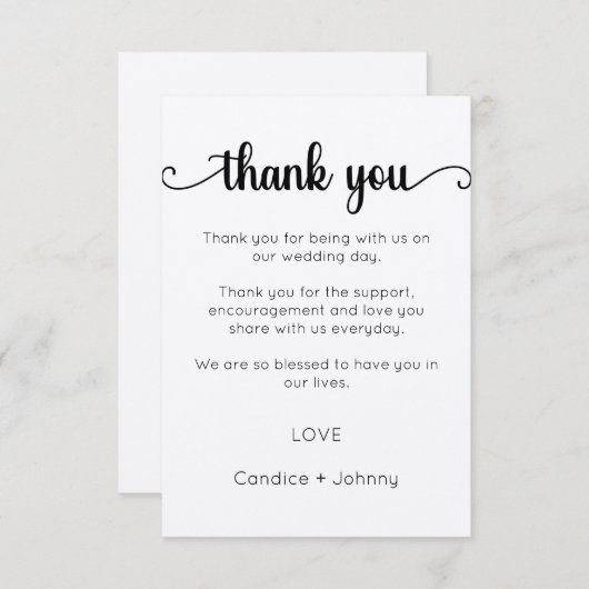 Bedankkaart, Script Bedankkaart (Voorkant / Achterkant)