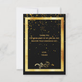 Bedankkaart verjaardag zwart goud confetti (Achterkant)