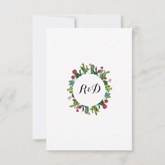 Bedankkaartjes Cactus Krans Feestelijke Bruiloft Bedankkaart (Achterkant)