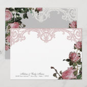 Bedankkaartjes Plat Kaart - Trellis Rose Vintage (Voorkant / Achterkant)