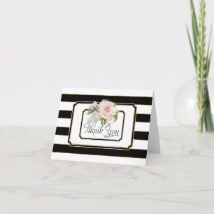 Bedankkaartjes Roos Art Deco Bloem Strepen Bedankkaart