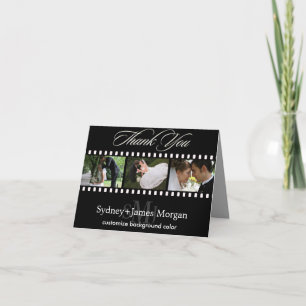 Bedankkaartjes, trouwfoto's + monogram bedankkaart