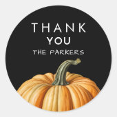 Bedanksticker met pompoen ronde sticker (Voorkant)